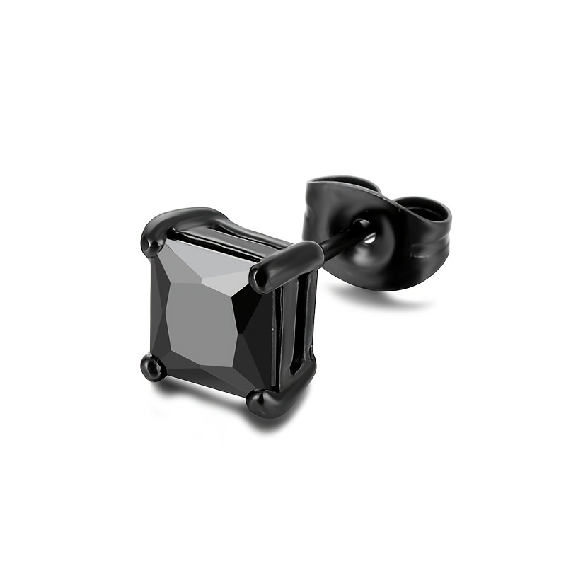 Men's Titanium Steel Zircon Stud Earring Punk Rock Stud Earring